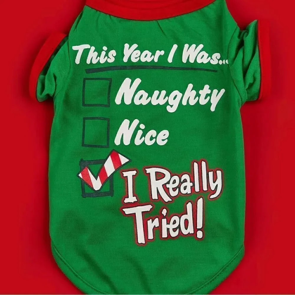 Christmas Shirt Letter Printed Pet T-Shirt Festive Pet Clothes For Small & Mediu